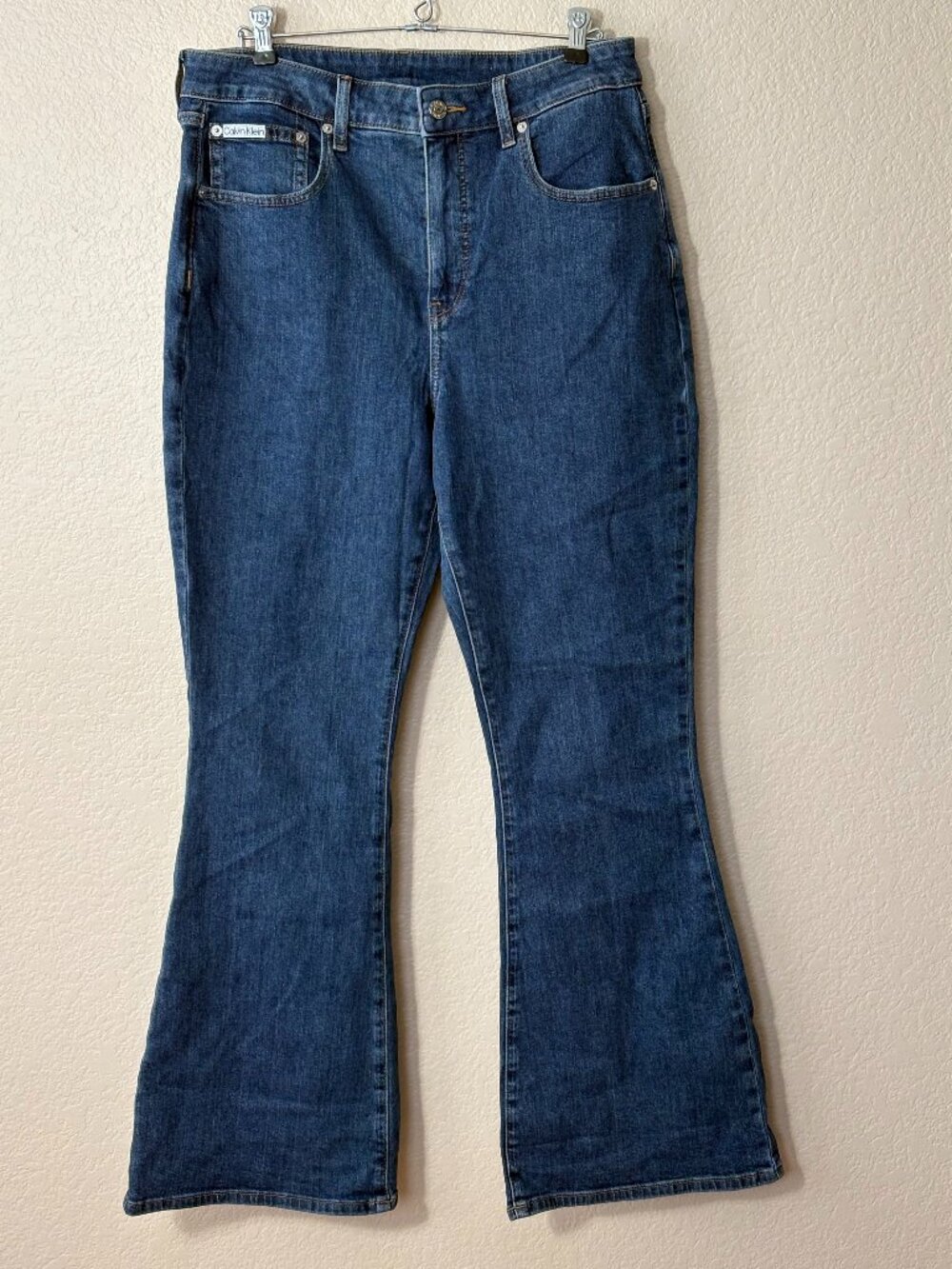 Calvin Klein High Rise Flare Jeans Size 32 Medium Wash Blue Denim